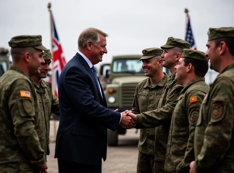 Image of Pete Hegseth and UK soldiers shaking hands