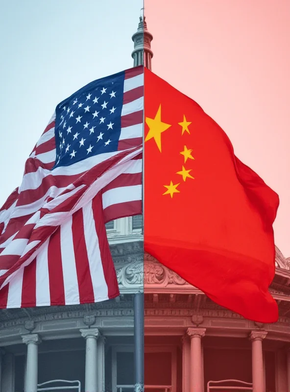 US and Chinese flags waving in front of government buildings