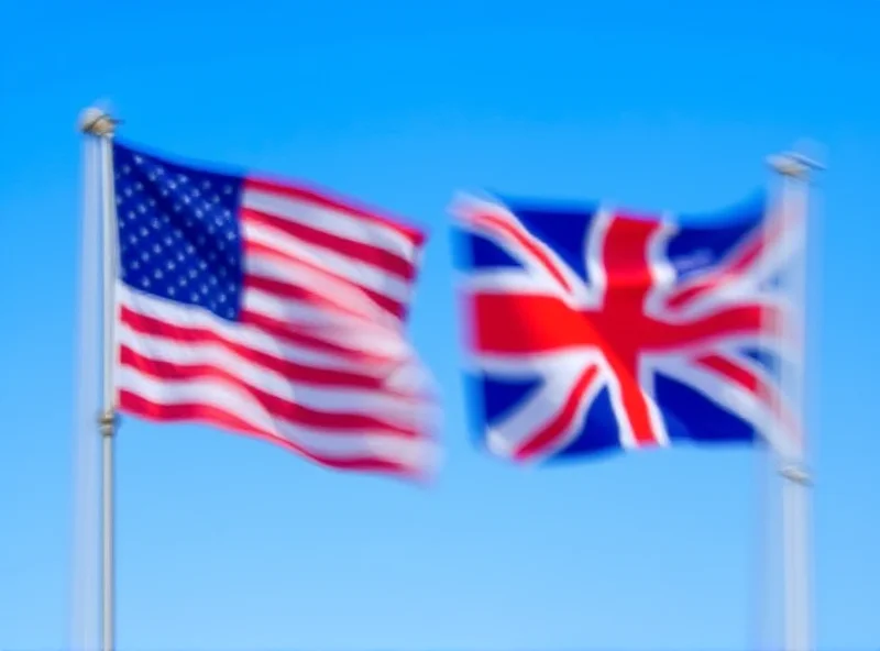 Image depicting the flags of the US and UK waving side by side.