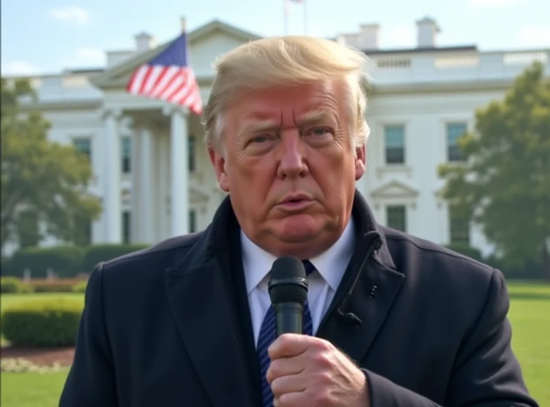A journalist holding a microphone in front of the White House.