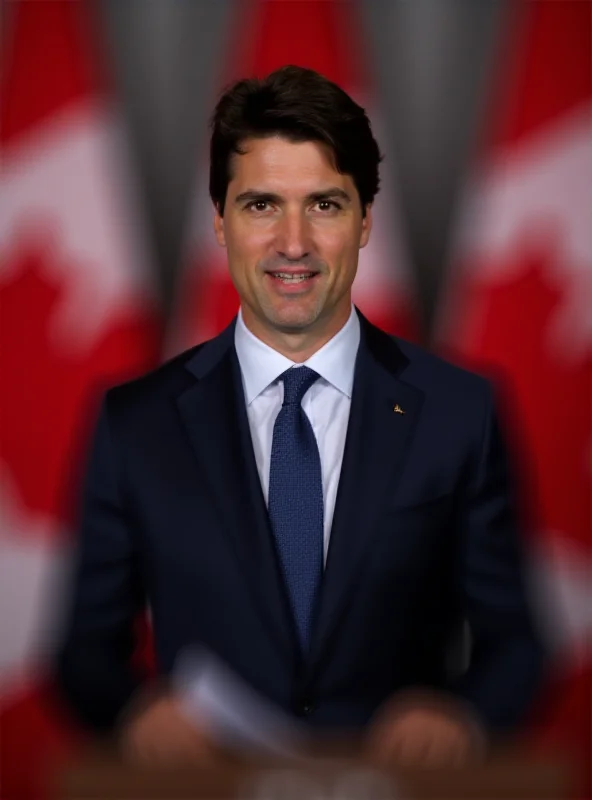 Justin Trudeau giving a press conference.