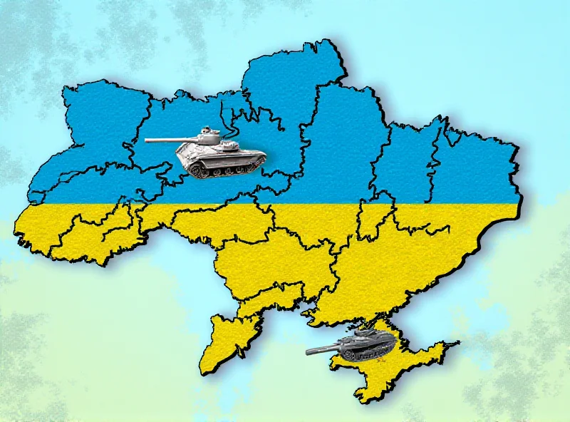 A map of Ukraine with military symbols showing the ongoing conflict.