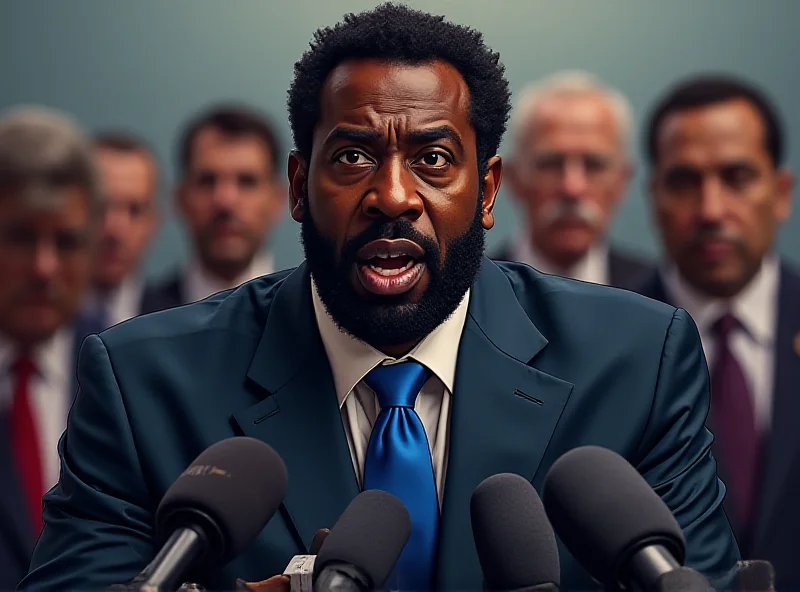 Illustration of Al Green speaking at a press conference.