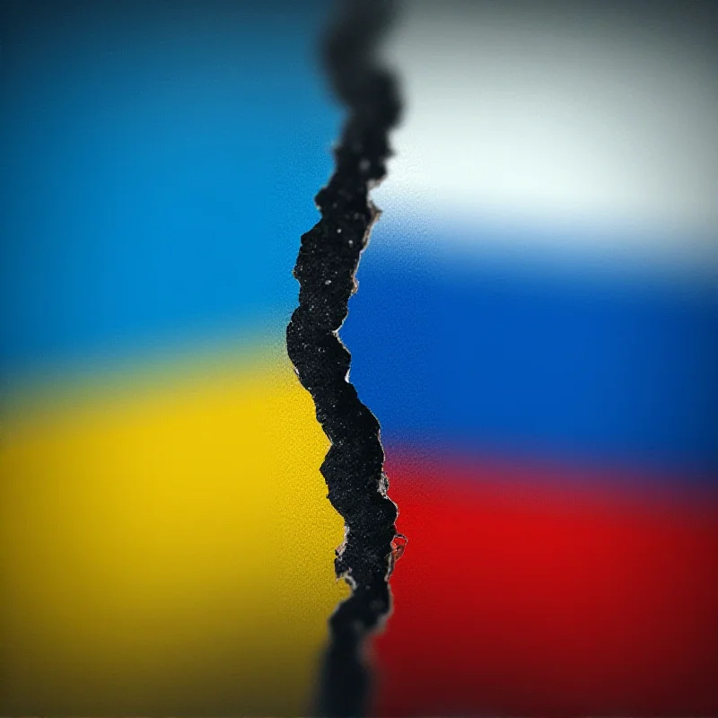 A split image showing the flags of Ukraine and Russia, symbolizing the ongoing conflict.