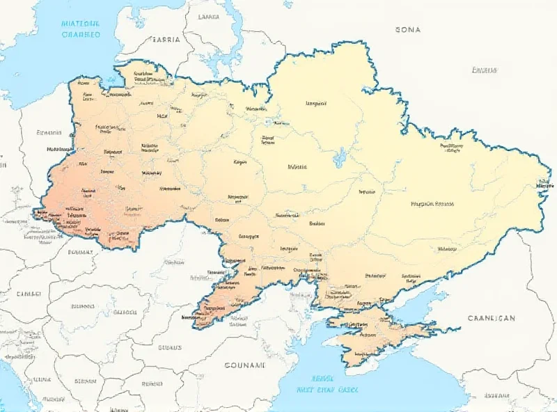 A map highlighting Ukraine, Russia, and surrounding countries