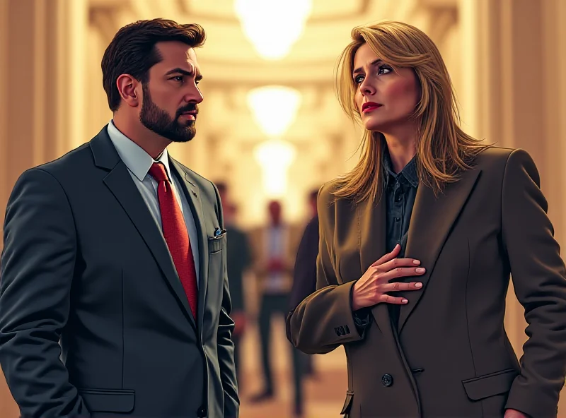 Illustration of Ro Khanna and Laura Gillen discussing the incident