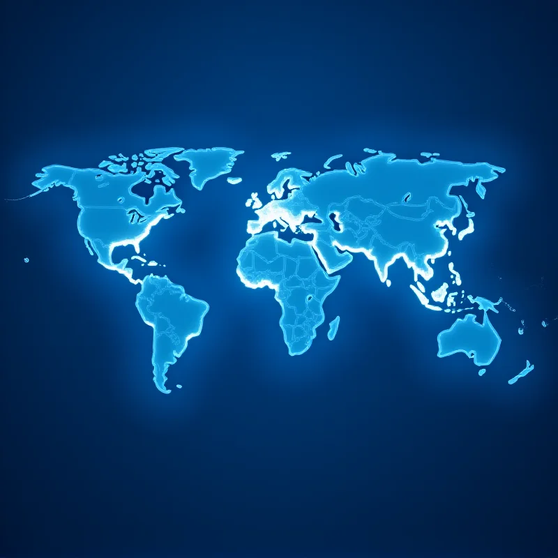 A world map with glowing connections between countries.