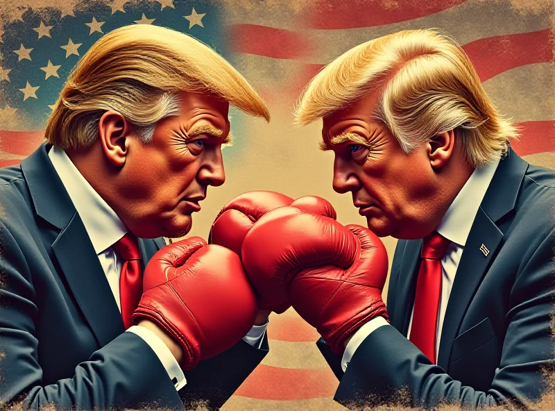 Illustration of Donald Trump and Keir Starmer facing off in a boxing ring, with the American and British flags behind them.