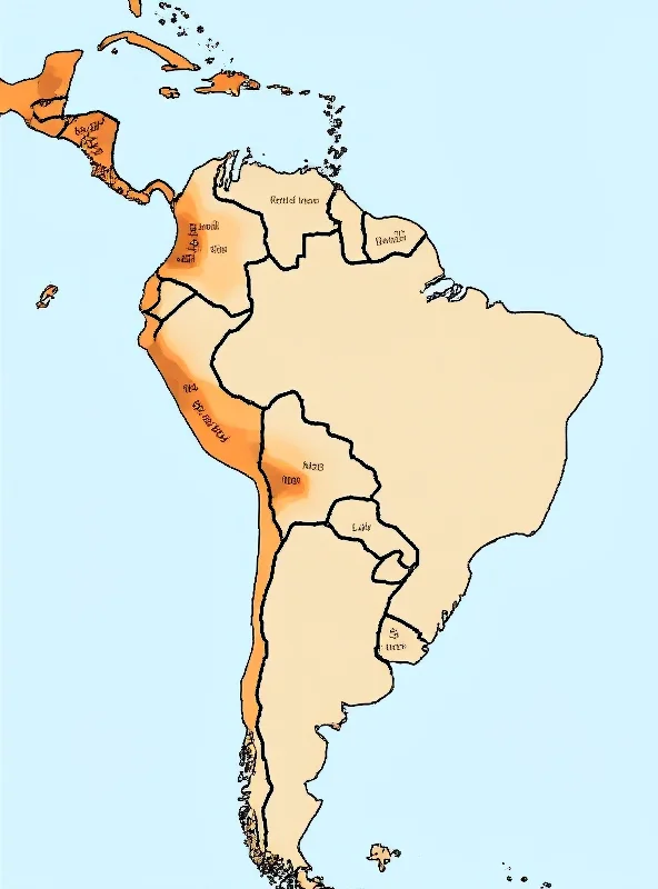A map of Latin America with highlighted areas indicating potential instability due to the USAID freeze.