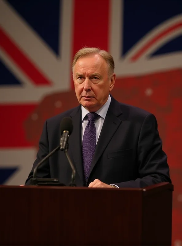 John Healey speaking at a podium with the Union Jack flag in the background.