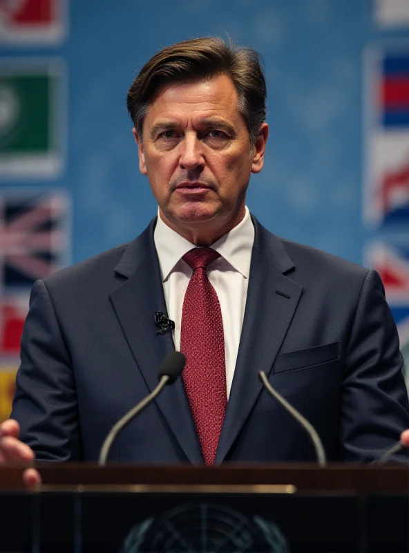 Image of Volodymyr Zelensky addressing the United Nations General Assembly.