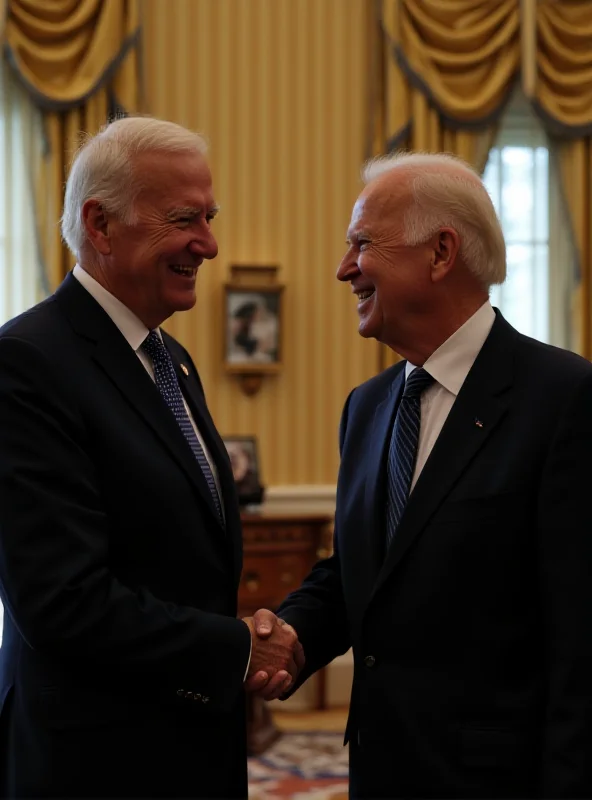 Volodymyr Zelensky shaking hands with Joe Biden