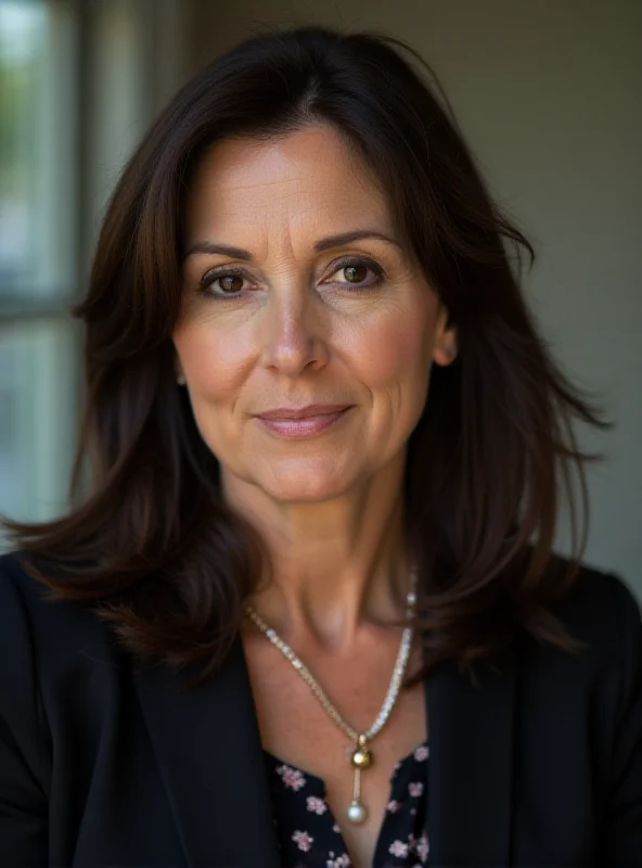 Close-up portrait of Alina Habba, a White House advisor, looking directly at the camera with a serious expression.