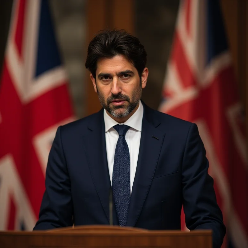 Rishi Sunak speaking at a press conference, looking slightly contrite as he addresses the media, with the UK flag subtly visible in the background.