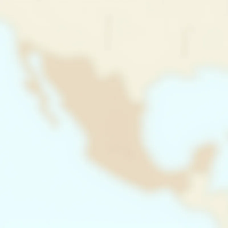 A map highlighting the United States and Mexico, connected by a dotted line representing trade routes.
