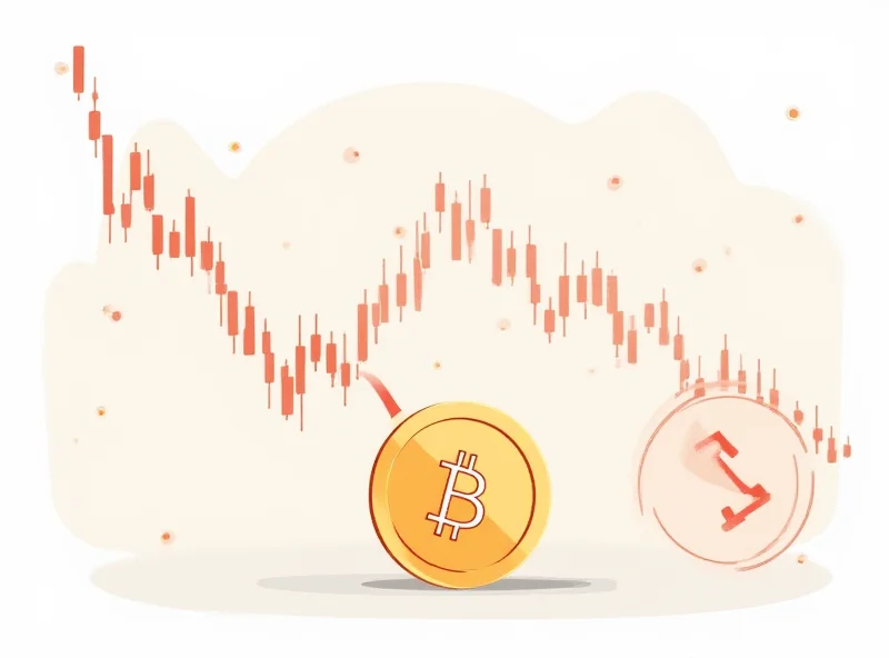 Illustration of a bitcoin being pulled down by a tariff icon