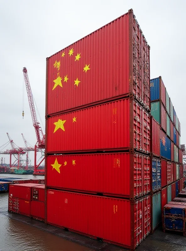 A stack of shipping containers with Chinese flags on them.