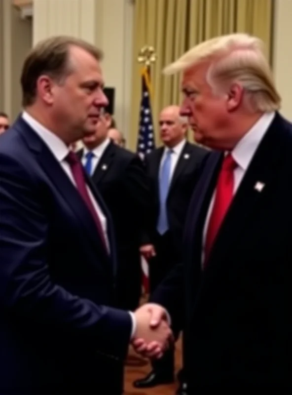 Donald Trump and Volodymyr Zelenskyy shaking hands in a formal setting.