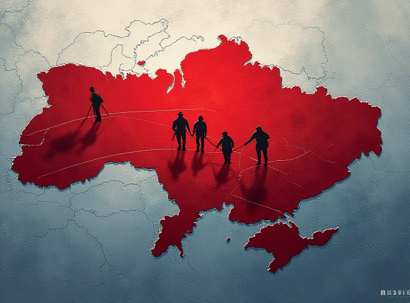 Image of a map showing Ukraine and Russia with superimposed graphics indicating conflict zones and military aid routes.