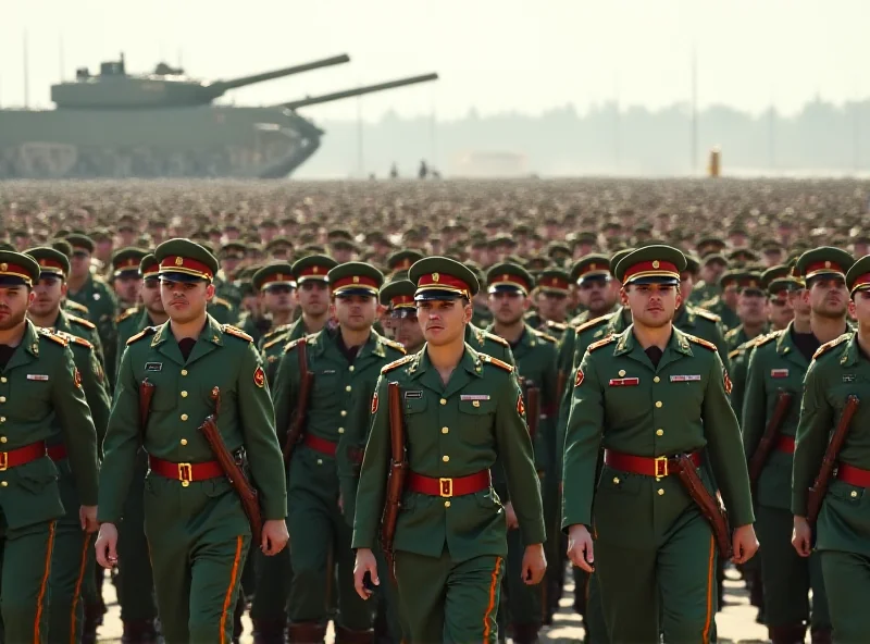 Russian soldiers marching in formation