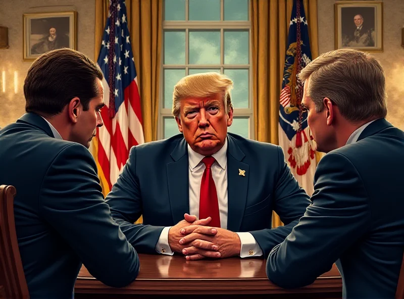 Illustration of a tense meeting between Donald Trump and Volodymyr Zelensky in the Oval Office
