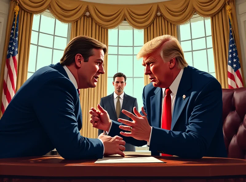 Illustration of Donald Trump and Volodymyr Zelensky arguing in the Oval Office, with a concerned JD Vance looking on.