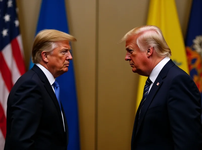 Donald Trump and Volodymyr Zelensky at a press conference, looking tense.