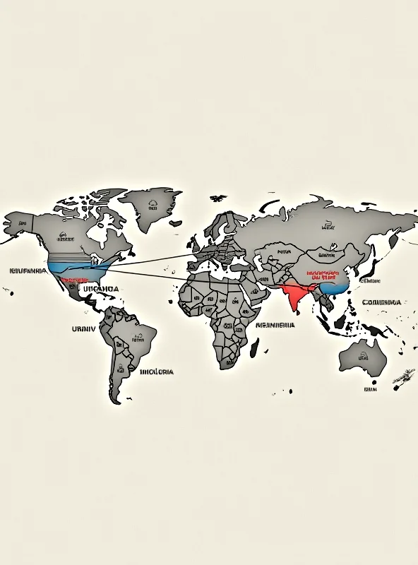 A map highlighting the geographical locations of Washington D.C., Kyiv, and Moscow, with arrows indicating the complex relationships between the three.