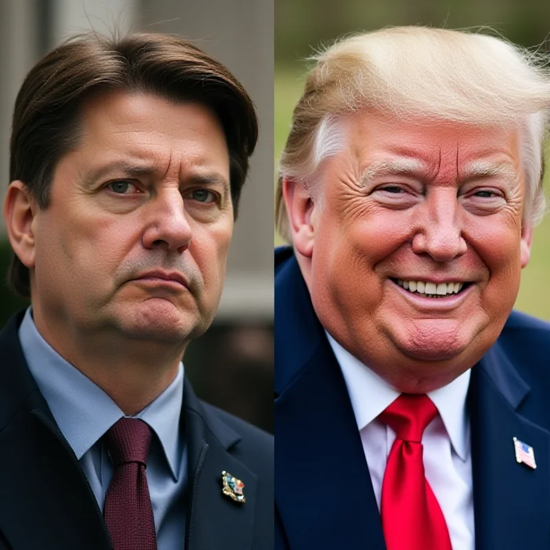 A split image showing a somber Volodymyr Zelenskyy on one side and a smiling Donald Trump on the other, symbolizing their strained relationship.