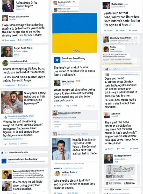 A collage showing various European leaders posting messages of support for Ukraine on social media, with the Ukrainian flag prominently displayed.
