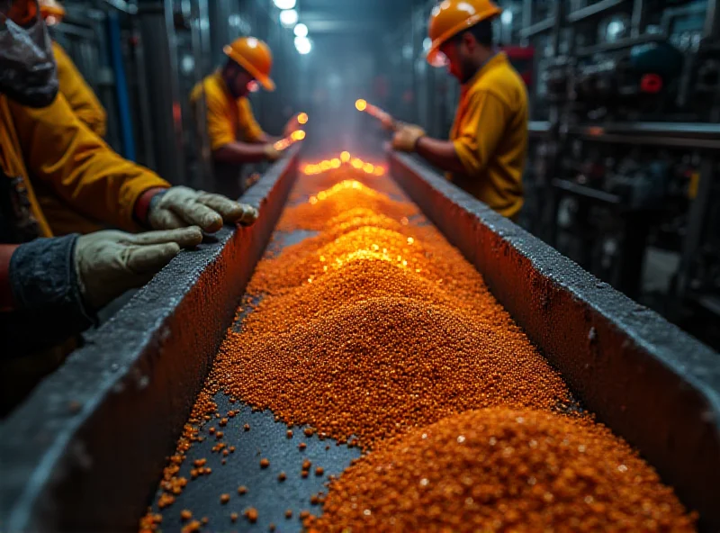 Image of rare earth metals being processed