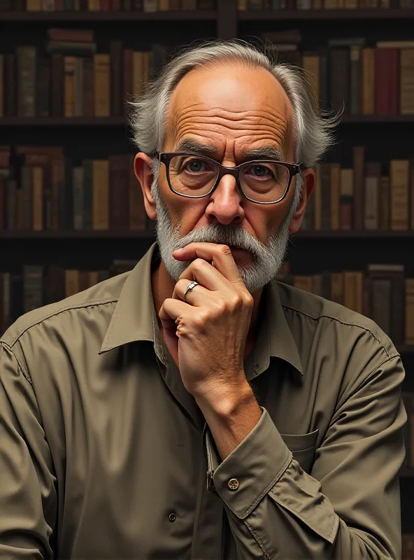 Illustration of Omri Boehm, a Jewish philosopher, deep in thought.