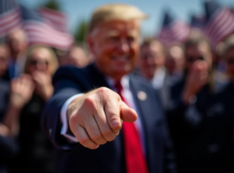 Donald Trump shaking hands with a supporter, with a visible bruise on his hand. The background is a political rally.