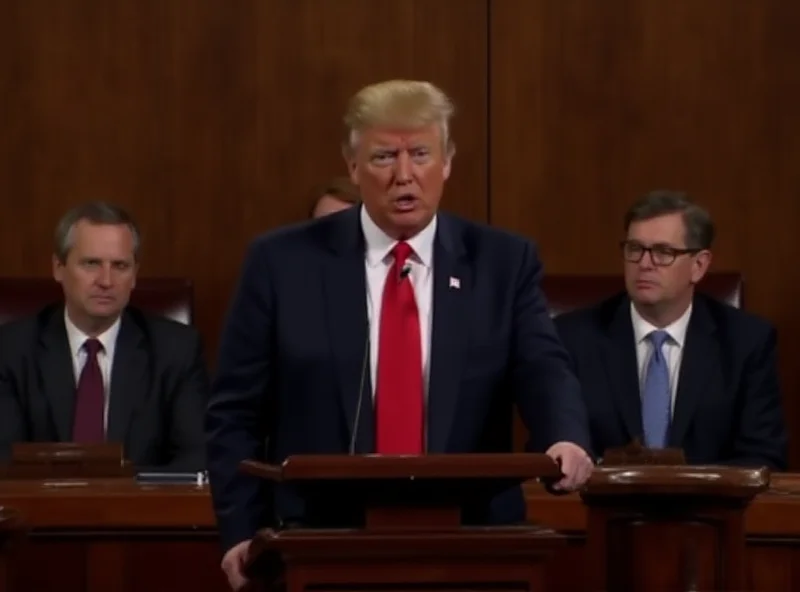Donald Trump speaking at a podium in front of Congress