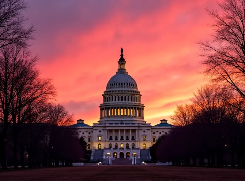 The United States Capitol Building at sunset