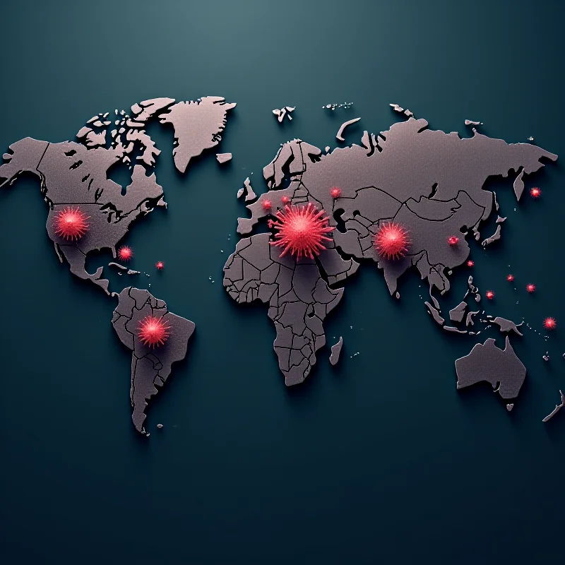 Image of a world map with the coronavirus icon superimposed on it, symbolizing disruption.