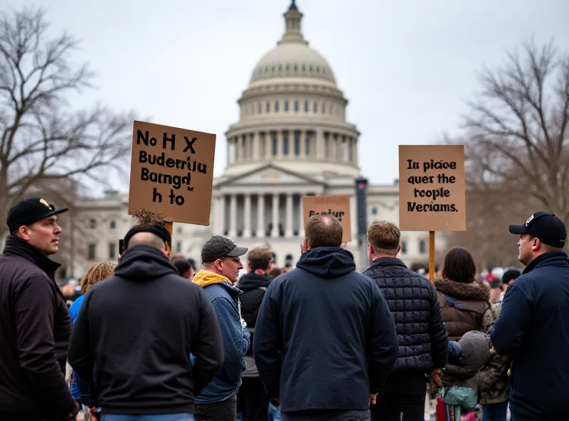A group of veterans protesting with signs in front of the US Capitol building.