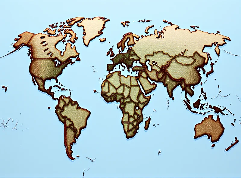 An abstract representation of global trade flows, depicted as interconnected lines between different countries. The lines are color-coded to represent different industries or commodities.