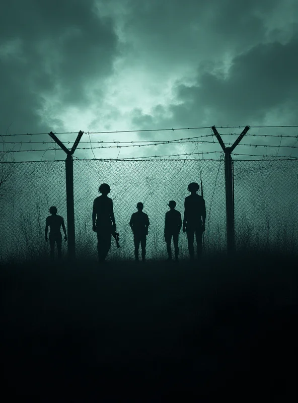 Conceptual image of the border between the US and Mexico with shadowy figures representing drug cartels.