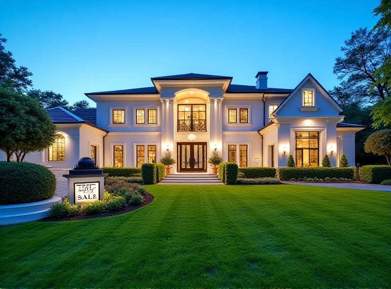 Expensive luxury home with a 'For Sale' sign in front of it, suggesting a booming high-end real estate market.