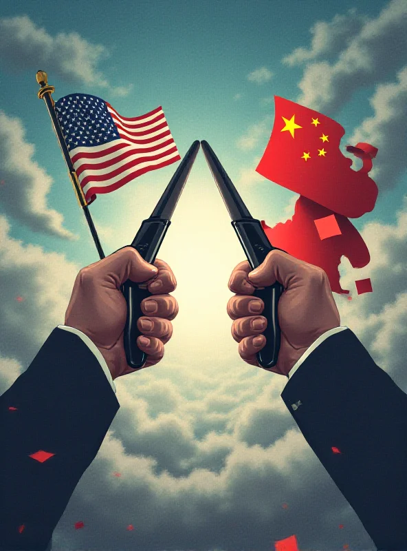 A digital illustration depicting a trade war with tariffs as weapons between the United States and China.