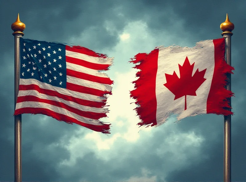 Illustration of a tense face-off between the US and Canadian flags.