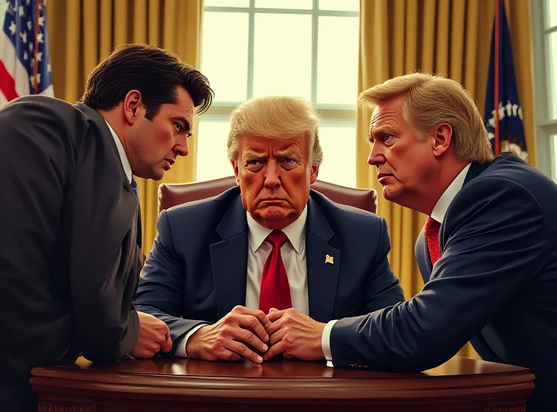 Illustration of Trump and Zelensky in a tense meeting.