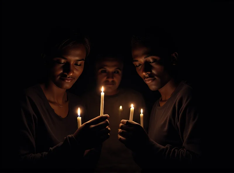 A somber and respectful illustration depicting a candlelight vigil. The image shows people holding candles in the dark, with their faces partially illuminated, conveying a sense of mourning and solidarity.
