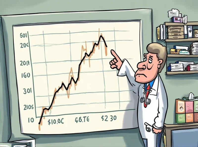 Illustration of a doctor holding a chart with rising healthcare costs, with a confused voter in the background.
