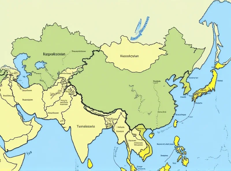 Map of Kazakhstan and Xi'an with shipping routes