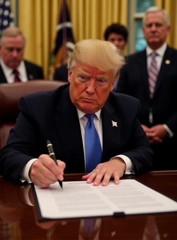 Image of President Trump signing a trade agreement