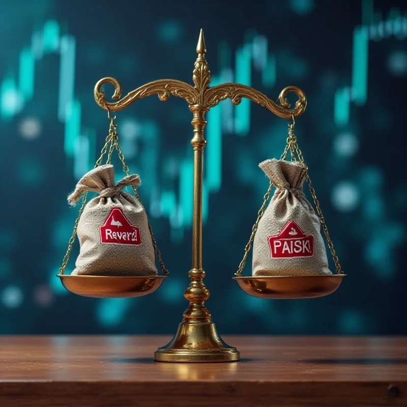 Conceptual image of a balanced scale representing risk and reward in the stock market