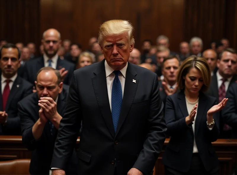 A wide shot of the US Congress during a presidential address, with visible tension and mixed reactions from the members.