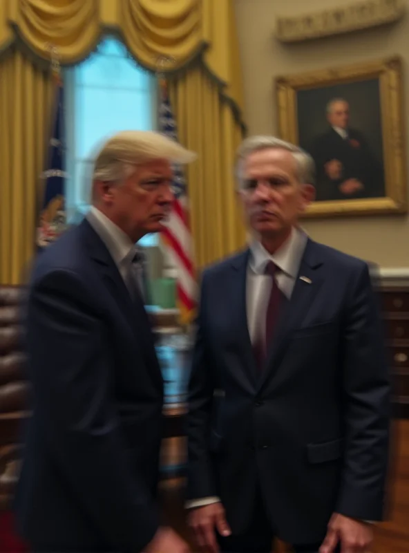 Image of the Oval Office with blurred figures of Trump and Zelensky.